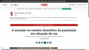 ‘Veja’ destaca estudo da UFMG que coloca João Pessoa com menor índice de moradores em situação de rua entre as capitais do Nordeste